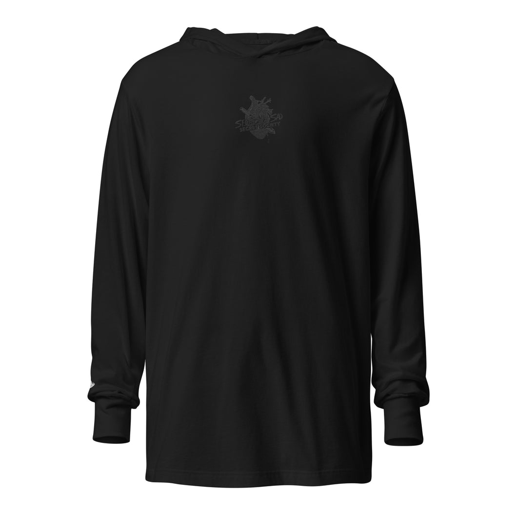 Black Heart - SecretlySadSecretSociety Hooded - Embroidered Long Sleeve T-shirt