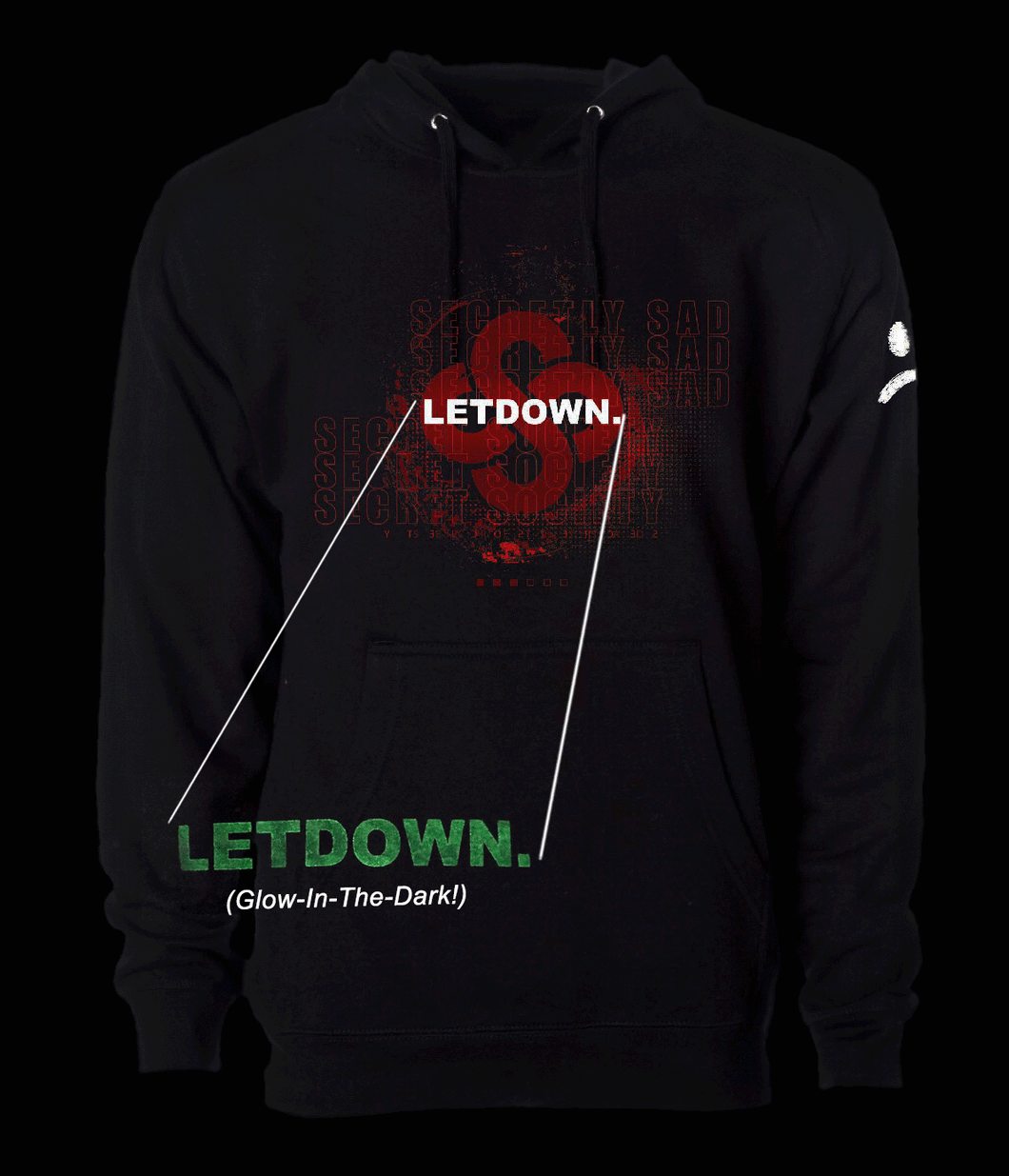 LETDOWN.SECRETLY SAD : Co-op Unisex Hoodie - Glow-In-The-Dark!